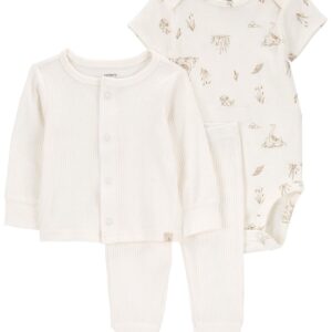 Carter's Baby Boy 3 Piece Goose Cardigan Set- Ivory VAT $22.42