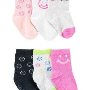 Carter's Baby Girl 6 Pack Smiley Sock Set VAT $18.81