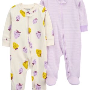 Carter's Baby Girl Strawberry 2 Piece Sleep & Play Pajama- Lavender VAT $28.88