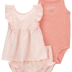 Carter's Baby Girl 2 Piece Striped Set- Pink VAT $24.20
