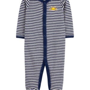 Carter's Baby Boy Striped Snap Terry Sleep & Play Pajamas-Navy/Ivory VAT $15.54