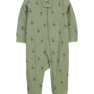 Carter's Baby Boy Palm Tree 2 Way Sleep & Play Pajamas- Olive VAT $15.54