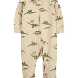Carter's Baby Boy Dinosaur 2 Way Zip Sleep & Play Pajamas- Tan VAT $15.54