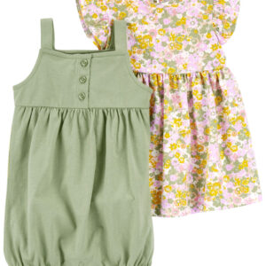 Carter's Baby Girl Floral Bodysuit Dress & Romper Set VAT $27.64