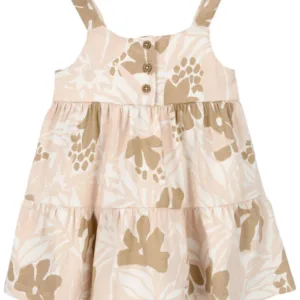 Carter's Baby Girl Floral Sleeveless Dress- Tan VAT $18.15
