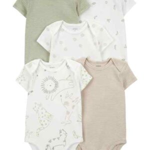 Carter's Baby Boy Animal & Stripes 5 Piece Bodysuit Set- Olive VAT $29.70
