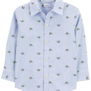 Carter's Toddler Boy Striped LS Button Down Shirt- Blue VAT $32.15