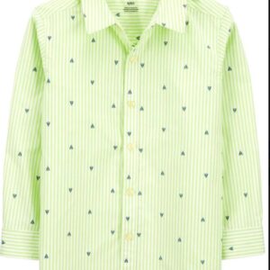 Carter's Toddler Boy Green Striped Button Down Shirt VAT $22.42
