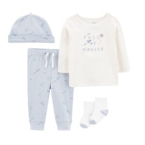 Carter's Baby Boy 4 Piece Top & Leggings Set- Light Blue VAT $22.42