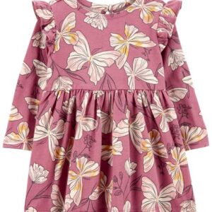 Carter's Baby Girl Pink Ruffle Cap Sleeve Dress-Pink VAT $24.25