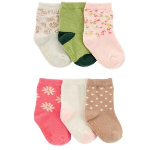 Carter's Baby Girl 6 pack Crew Socks VAT $18.97