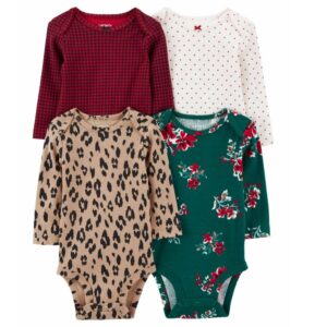Carter's Baby Girl 4 Pack Long Sleeve Bodysuits- Multi VAT $28.82