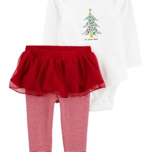 Carter's Baby Girl Christmas 2 Piece Bodysuit & Tutu Set- Red VAT $18.98