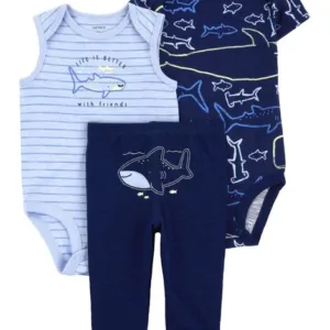 Carter's Baby Boy Shark 3- Piece Set- Blue VAT $24.20