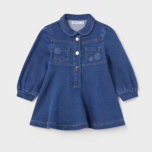 Mayoral Baby Girl Long Sleeve Denim Dress VAT $56.02