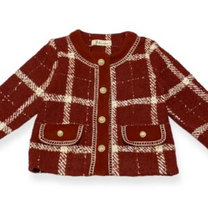 Doe a Dear Big Girl Plaid Boucle Jacket- Red VAT $97.63