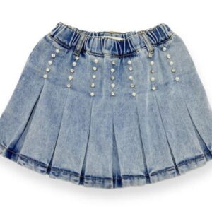 Doe a Dear Big Girl Embellished Denim Pleat Skirt VAT $59.13