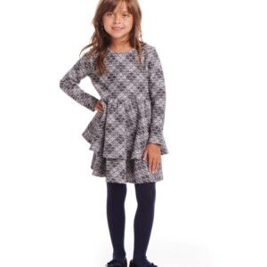 Andy & Evan Toddler Girl Tiered Dress- Blue Argyle VAT$66.00