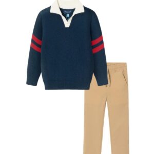 Andy & Evan Boys Sweater & Hybrid Pant Set- Navy VAT$59.82