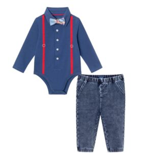 Andy & Evan Baby Boy Shirtizie & Pant Set-Navy Denim VAT $49.50