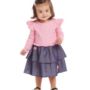 Andy & Evan Girl Smiles and Sunshine Dress- Pink Chambray VAT $59.82