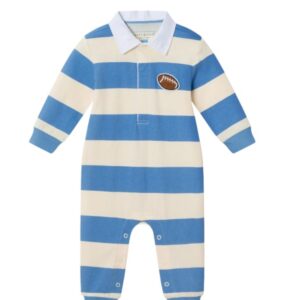 Andy & Evan Boys Polo Romper- Blue VAT $43.32