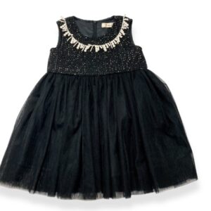 Doe a Dear Toddler Girl Pearl Trim Tweed Tulle Dress VAT $70.82
