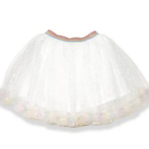 Doe a Dear Toddler Girl Sequin Floral Tutu- White VAT $48.82