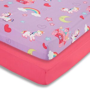 Everyday Kids Baby Girls 2pk Fitted Crib Sheets- Unicorn/ Hot Pink VAT $24.73
