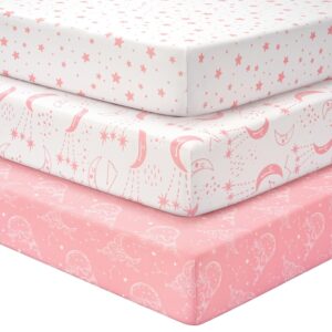 Unnivoll Baby Fitted Crib Sheet 3pk- Pink, White, Moon VAT $49.48