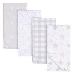 Gerber 4 Pack Flannel Receiving Blankets-Grey/White VAT $32.15