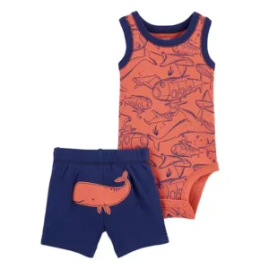 CARTER'S BABY BOY 2-PIECE WHALE BODYSUIT & SHORT SET VAT $20.98