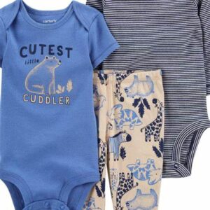 CARTER'S BABY 3- PIECE LITTLE CHARACTER SET BLUE SAFARI $33.88 VAT