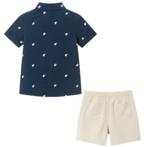 Andy & Evan Button Down Shirt & Short Set- Navy VAT $61.87