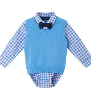 Andy & Evan Long Sleeve Button Down Shirt & Pant Set- Mid Blue VAT $63.93
