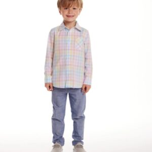 Andy & Evan Plaid Long Sleeve Button Down Shirt- Multi VAT $49.50