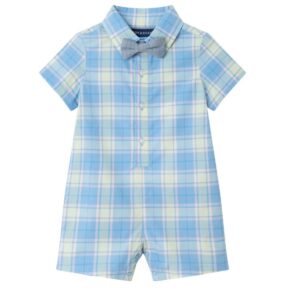 Andy & Evan Plaid Shirtall & Bowtie Set- Blue VAT $45.37