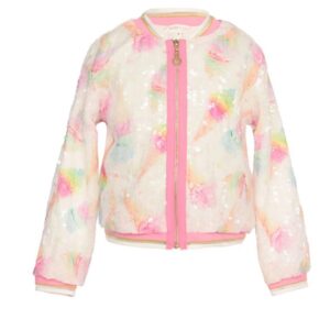Baby Sara Ice Cream Sequin Bomber Jacket- Pink VAT $104.50
