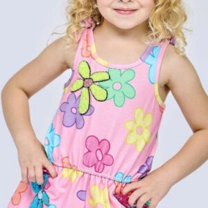 Baby Sara Flower Print Romper- Pink VAT $74.25