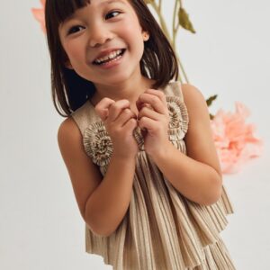 Mayoral Pleated Knit Skirt Set-Dorado VAT $129.56