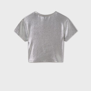 Mayoral Tween Girls Short Sleeve Ribbed Shirt- Plata VAT $33.88