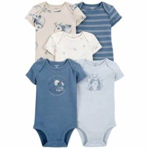 Carter's Baby Boy Panda 5 Piece Bodysuit Set- Blue VAT $29.70