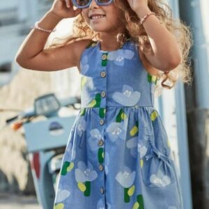 Abel & Lula Toddler Girl Button Down Printed Dress- Anil VAT $56.41