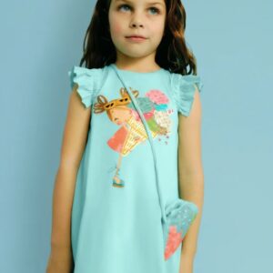 Mayoral Toddler Girl Dress w Bag- Agua VAT $56.60