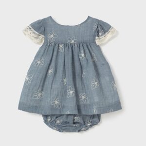 Mayoral Baby Girl Embroidered Flower Dress- Bluestone VAT $67.76