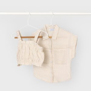 Mayoral Big Girl 2 Piece Striped Blouse- Canela VAT $48.90