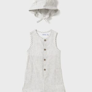 Mayoral Baby Boy Dungaree w Bucket Hat- Natural VAT $56.41
