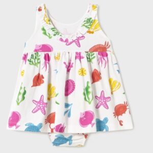 Mayoral Baby Girl Sea Life Dress with Panty- Fucsia VAT $37.54