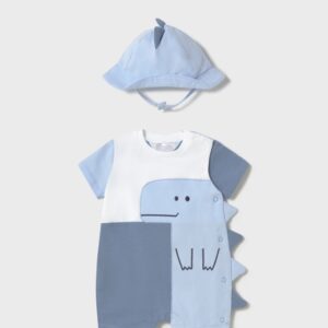 Mayoral Baby Boy Short Bodysuit w Hat Set- Cielo-Rivi VAT $52.75