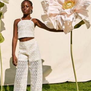 Abel & Lula Girls Crochet Pant Set- Crudo VAT $166.52